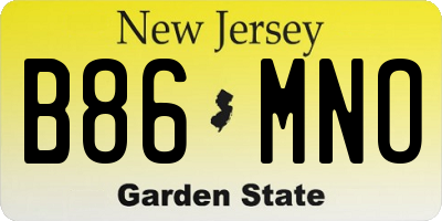 NJ license plate B86MNO