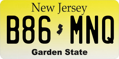 NJ license plate B86MNQ