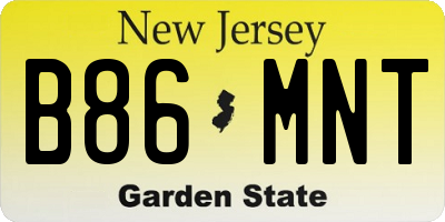 NJ license plate B86MNT