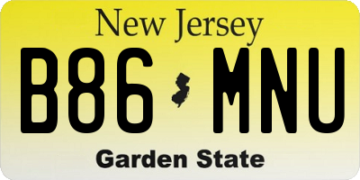 NJ license plate B86MNU