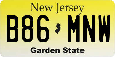 NJ license plate B86MNW