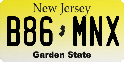 NJ license plate B86MNX