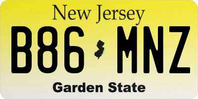 NJ license plate B86MNZ