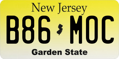 NJ license plate B86MOC