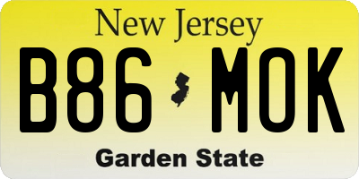 NJ license plate B86MOK