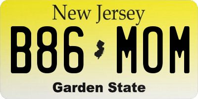 NJ license plate B86MOM