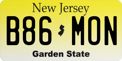NJ license plate B86MON
