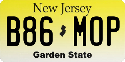NJ license plate B86MOP