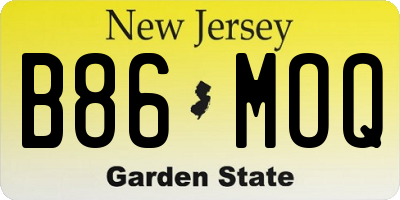 NJ license plate B86MOQ