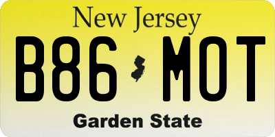 NJ license plate B86MOT