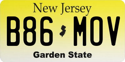NJ license plate B86MOV