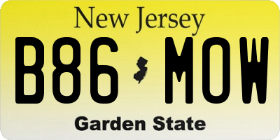 NJ license plate B86MOW