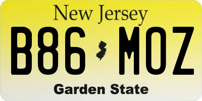 NJ license plate B86MOZ