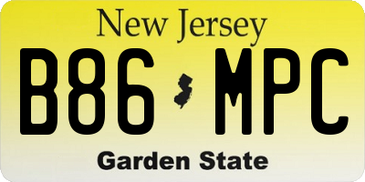 NJ license plate B86MPC