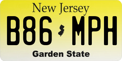 NJ license plate B86MPH