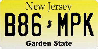 NJ license plate B86MPK