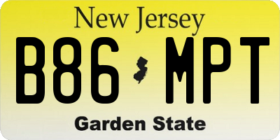NJ license plate B86MPT