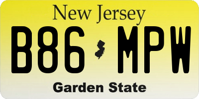 NJ license plate B86MPW