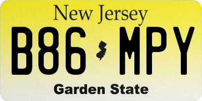 NJ license plate B86MPY