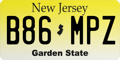 NJ license plate B86MPZ