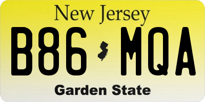 NJ license plate B86MQA