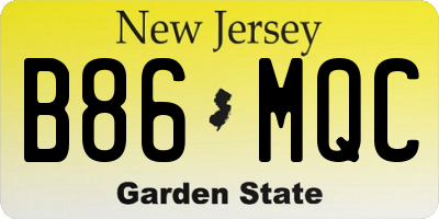 NJ license plate B86MQC