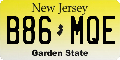 NJ license plate B86MQE