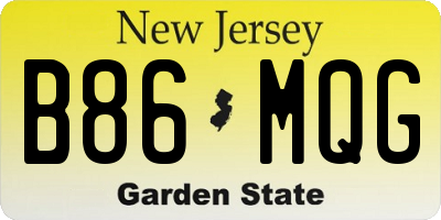 NJ license plate B86MQG
