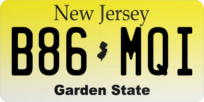 NJ license plate B86MQI