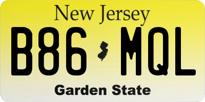 NJ license plate B86MQL