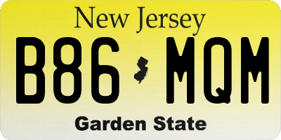 NJ license plate B86MQM
