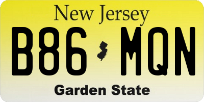 NJ license plate B86MQN