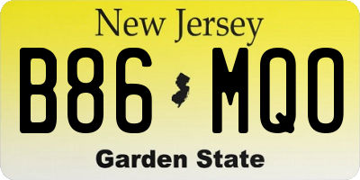 NJ license plate B86MQO
