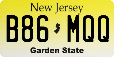 NJ license plate B86MQQ