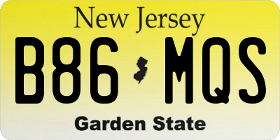 NJ license plate B86MQS