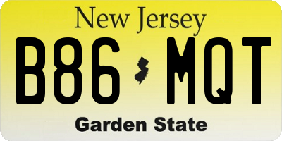 NJ license plate B86MQT