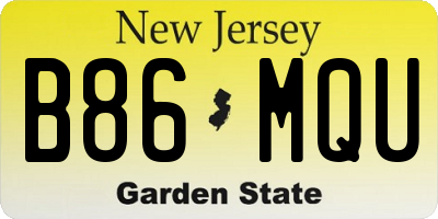 NJ license plate B86MQU