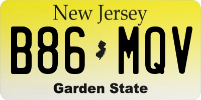 NJ license plate B86MQV
