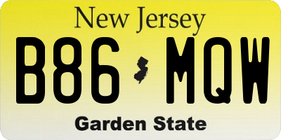 NJ license plate B86MQW
