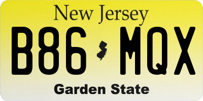 NJ license plate B86MQX