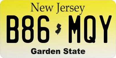 NJ license plate B86MQY