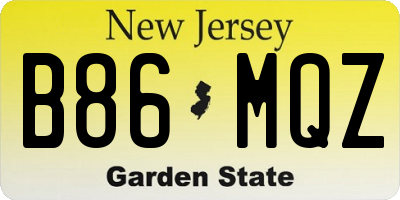 NJ license plate B86MQZ