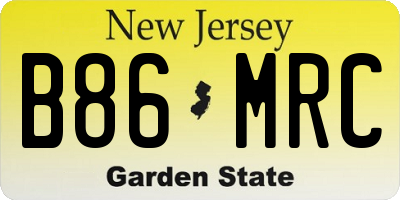NJ license plate B86MRC