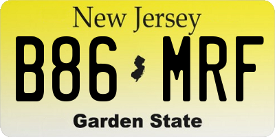 NJ license plate B86MRF