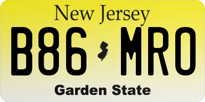 NJ license plate B86MRO