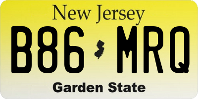 NJ license plate B86MRQ