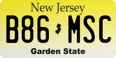 NJ license plate B86MSC