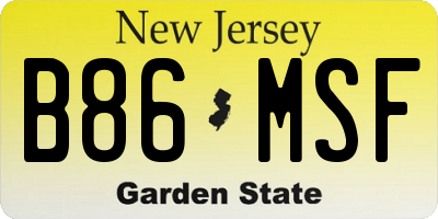 NJ license plate B86MSF