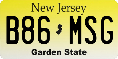 NJ license plate B86MSG
