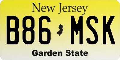 NJ license plate B86MSK